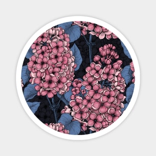 Pink lilac on dark blue Magnet